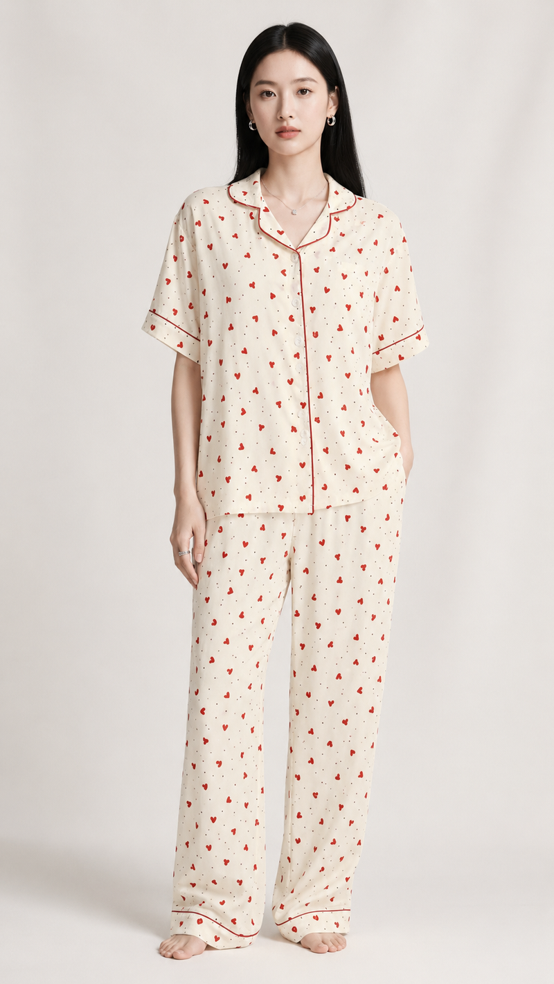 Little Love Club | Heart Printed 3 Piece Pyjama Set