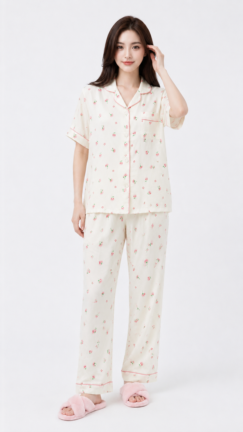 Petal Pop | Pink Floral 2 Piece Pyjama Set