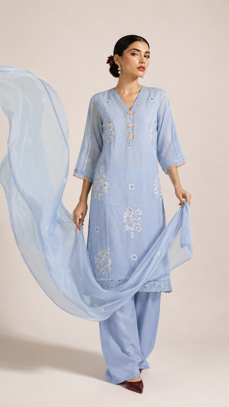 Iceberg Blue |  Bemberg Silk Salwar Kameez Set