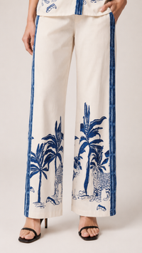 Ivory & Navy Blue | Printed Muslin Co-ord Set