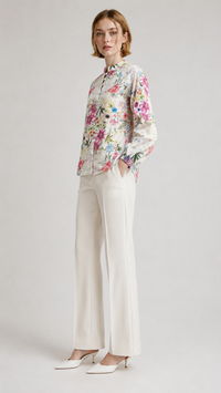 Ivory Floral |  Botanical Print Viscose Rayon Top