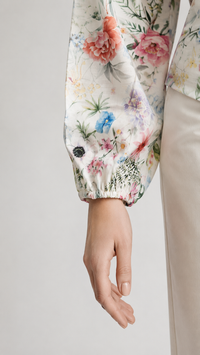 Ivory Floral |  Botanical Print Viscose Rayon Top