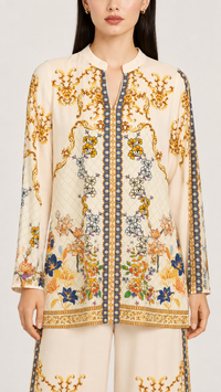 Ivory Baroque | Placement-Print Turkish Co-ord Set