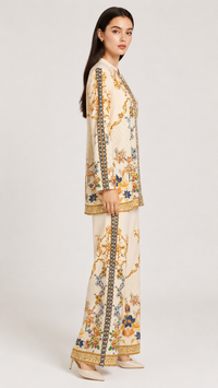 Ivory Baroque | Placement-Print Turkish Co-ord Set