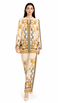 Ivory Baroque | Placement-Print Turkish Co-ord Set