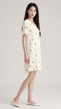Lime Heart Notes | Printed Peter Pan Collar Nightgown