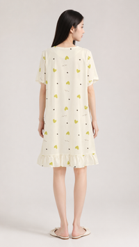 Lime Heart Notes | Printed Peter Pan Collar Nightgown