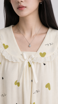 Lime Heart Notes | Printed Peter Pan Collar Nightgown