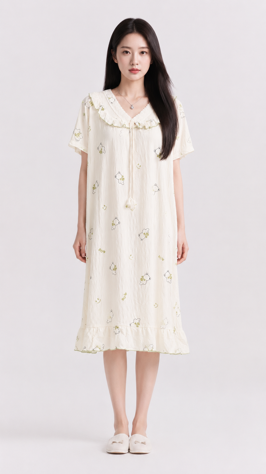 Olive Hug | Olive Teddy Printed Nightgown
