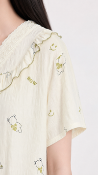 Olive Hug | Olive Teddy Printed Nightgown