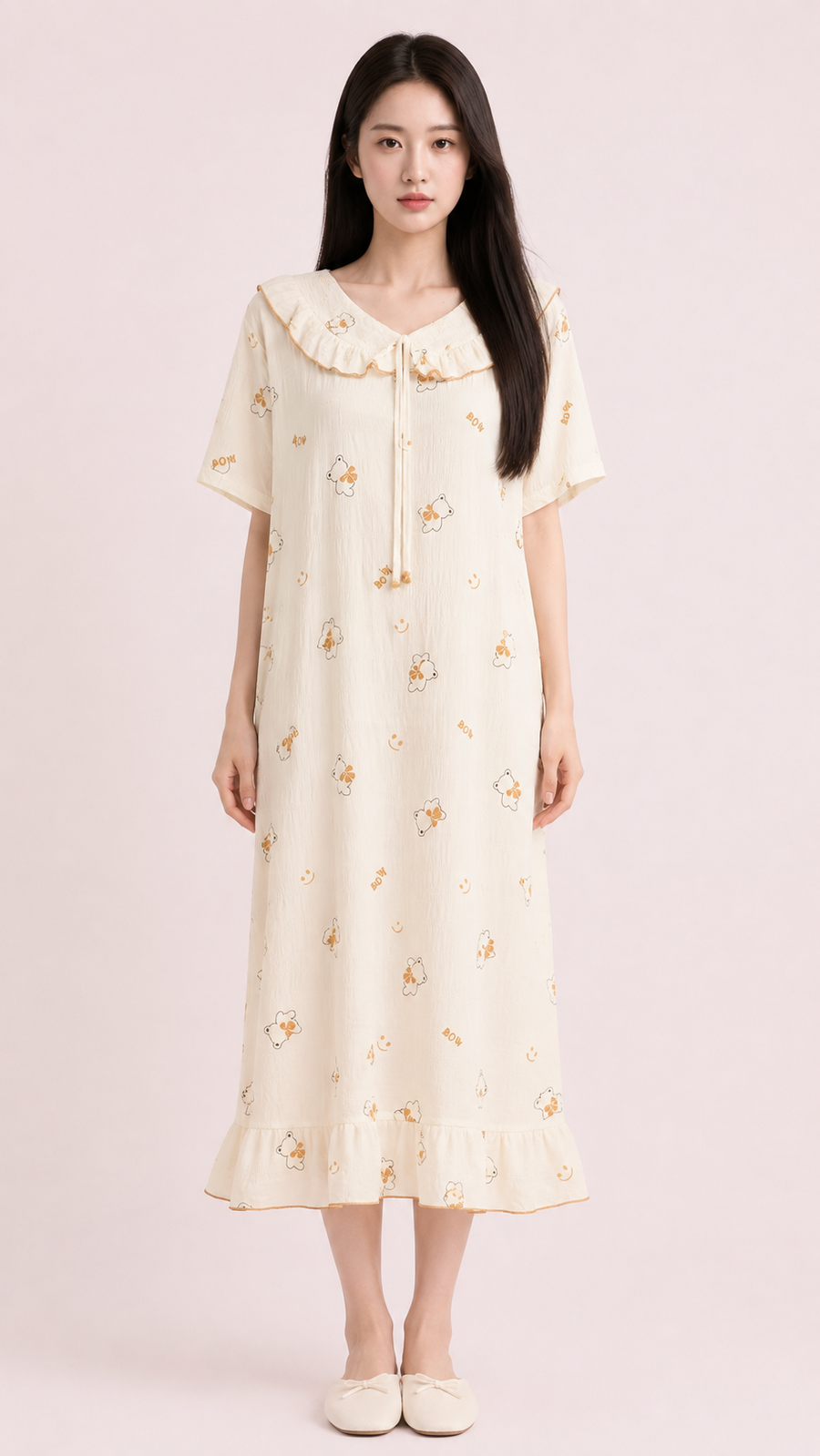 Honey Bear | Mustard Teddy Printed Nightgown