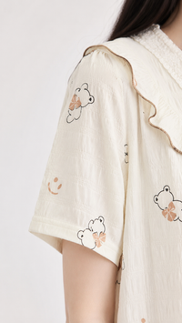 Honey Bear | Mustard Teddy Printed Nightgown