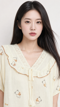 Honey Bear | Mustard Teddy Printed Nightgown
