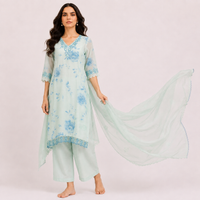 Mint Green Bemberg Silk Salwar Kameez Set