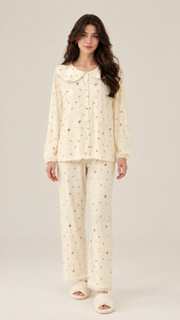 Cream Ditsy | Peter Pan Collar Floral Pyjama Set