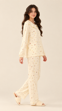Cream Ditsy | Peter Pan Collar Floral Pyjama Set