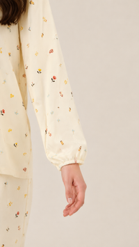 Cream Ditsy | Peter Pan Collar Floral Pyjama Set