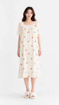 Berry Blush | Peach Strawberry Printed Nightgown