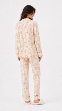 Red Rose Vines| Botanical Floral Piped Pyjama Set