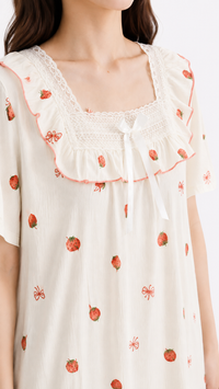 Sweet Harvest | Red Strawberry Printed Nightgown