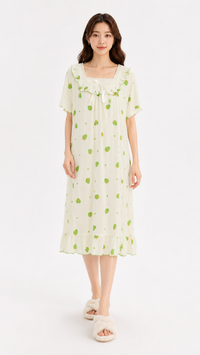 Early Berry | Green Strawberry Printed Nightgown