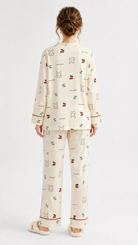 Cherry Hop | Cherry & Rabbit Printed Pyjama Set
