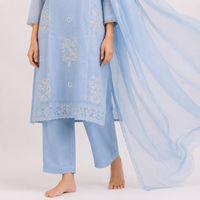 Ocean Blue Bemberg Silk Salwar Kameez Set