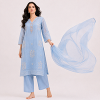 Ocean Blue Bemberg Silk Salwar Kameez Set