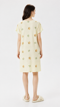 Teddy Timeout  | Bear Printed Square Neck Ruffle Nightgown