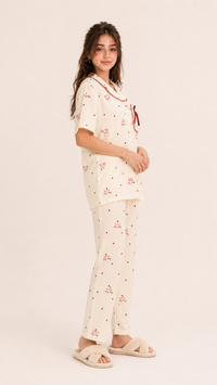 Bow & Behold | Red Bow Printed 2 Piece Pyjama Set
