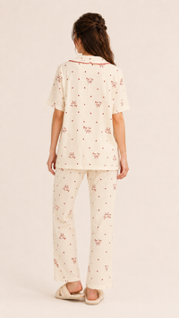 Bow & Behold | Red Bow Printed 2 Piece Pyjama Set