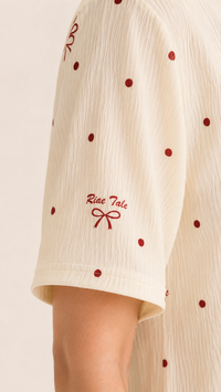 Bow & Behold | Red Bow Printed 2 Piece Pyjama Set