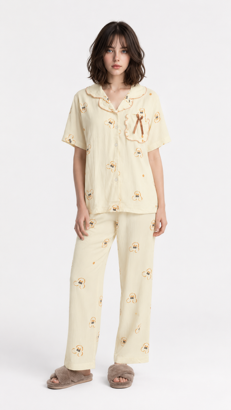 Caramel Bunny | Cartoon Printed 2 Piece Pyjama Set