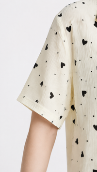 Midnight Crush | Black Heart Printed 2 Piece Pyjama Set