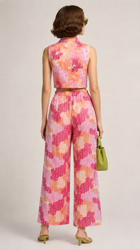 Coral Pink | Sleeveless Printed Co-ord Set