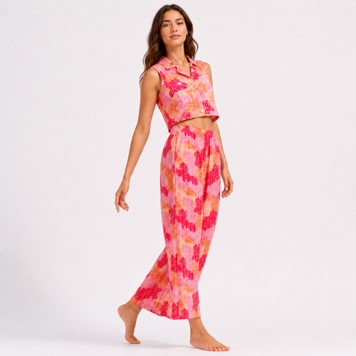 Coral Pink - Floral Summer Co-Ord Set